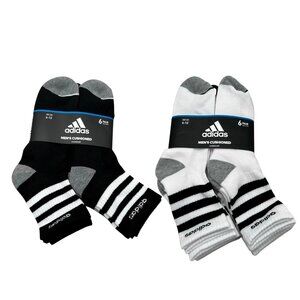 adidas Mens Athletic Mid Calf Socks 12pk Cushioned Sz 6-12 White &Black 3-Stripe